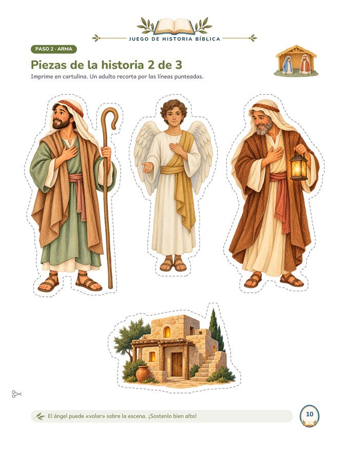 Piezas para recortar: los pastores y el ángel