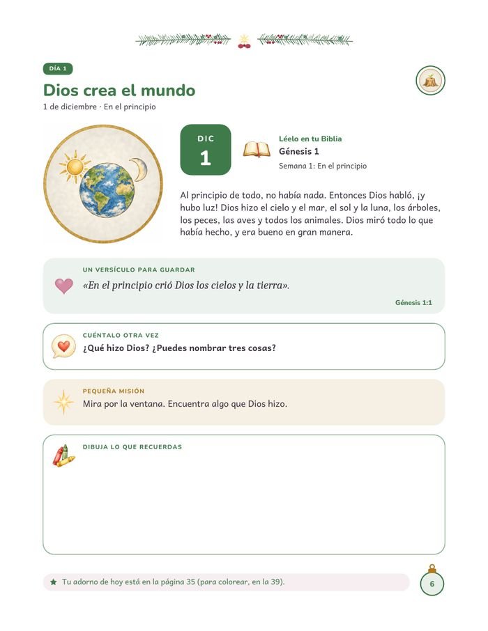Día 1 de El árbol de Isaí: Dios crea el mundo
