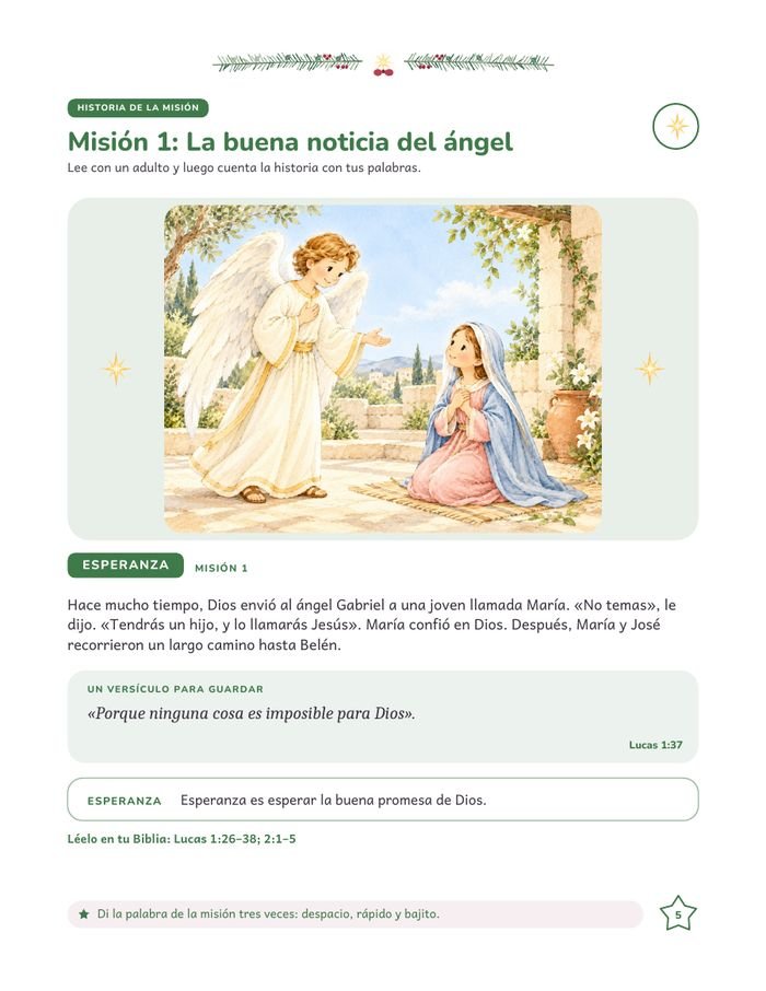 Misión 1: la buena noticia del ángel